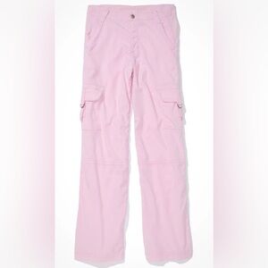 American Eagle Super High Rise Baggy Wide Leg Cargo Pants Baby Pink XXS/000